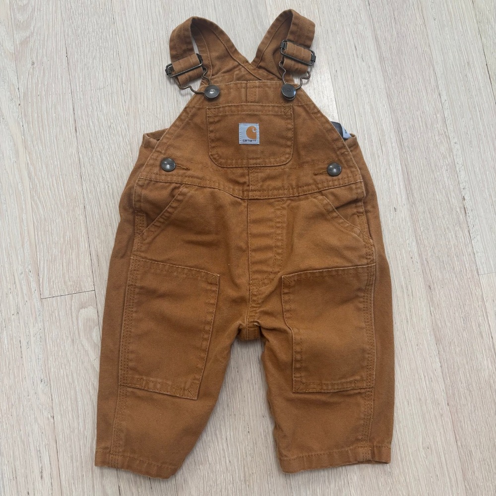 Carhartt Canvas Bib Overalls Baby 3M Brown Excellent Duck Cloth